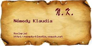 Némedy Klaudia névjegykártya